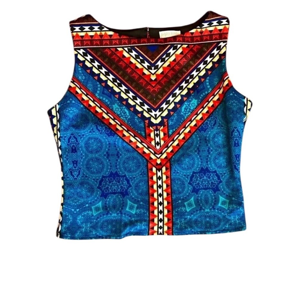 🌈✨BISOU BISOU Tribal Print Crop Tank Top Size M (Fits L)✨🌈‎